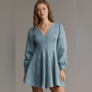 NWT Anthropologie Pilcro Size 2 Long-Sleeve V-Neck Textured Mini Dress